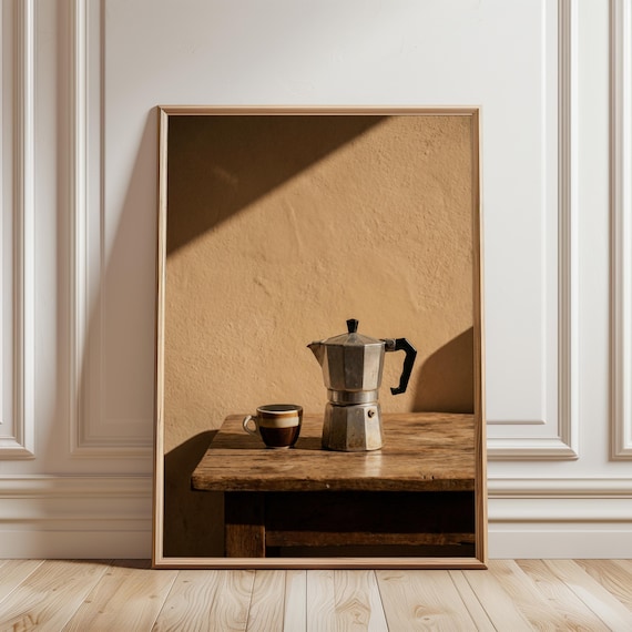 Italian Summer Moka Pot Photography, Mediterranean Kitchen Art (Digital Download) 190