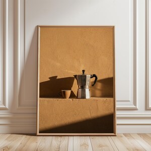 Italian Moka Pot Still Life, Rustic Mediterranean Coffee Art (Digital Download) 186