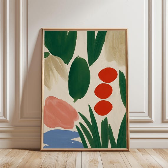 Abstract Summer Botanical Composition, Modern Colorful Art for Summer Decor (Digital Download) 691