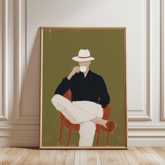 Masculine Wall Art – Coffee Lover Portrait Print  (Digital Download)