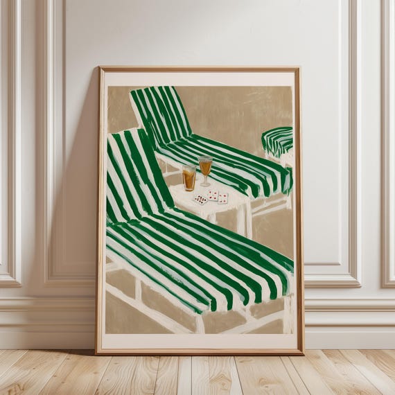 Retro Lounge Chairs Artwork, Mid-Century Coastal Resort Vibe (Digital Download) 286