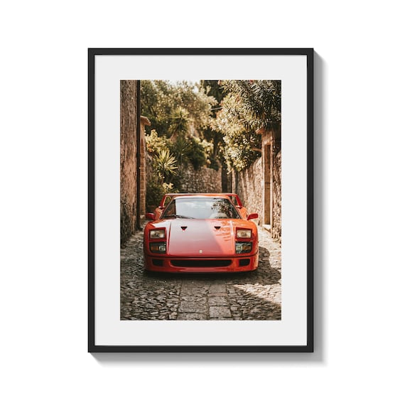 Supercar Wall Art Ferrari F40: Vertical Digital Poster, Italian Alley Car Photography, Instant Download printable home decor