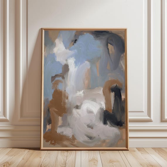 Calm Earthy Abstract Wall Art with Brushstrokes and Layered Colors (Digital Download) 562