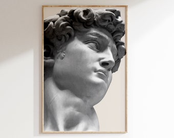 Stampa della statua di David, scultura in marmo, arte della mitologia greca (download digitale)