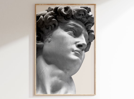 David Statue Print, Aesthetic Room Decor, Print David, Rome statue, Wall Decor, Greek mythology art, Bust statue, Marble Sculpture
