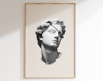 David Statue Print: Broken Marble Bust, Greek Sculpture (Digital Download)