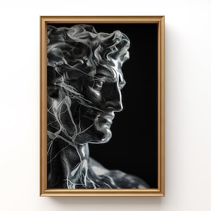 David Black Marble Statue | Black Aesthetic | Statue Bust | Marble Sculpture | Instant Digital Download | Greek Mythology | Michelangelo.