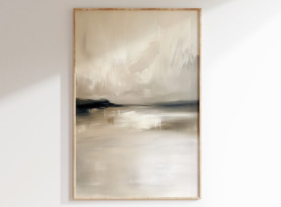 Neutral Abstract Landscape Art Print | Nordic Minimalist Painting (Digital Download)