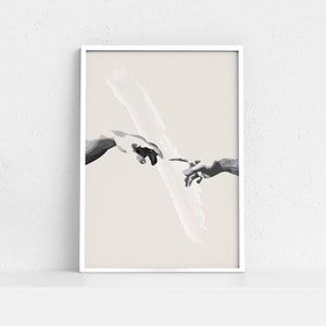 Michelangelo The Creation of Adam Hands, Mythology Art Print, Sistine Chapel, Boho Home Decor, Italian Style Poster, Creazione di Adamo.