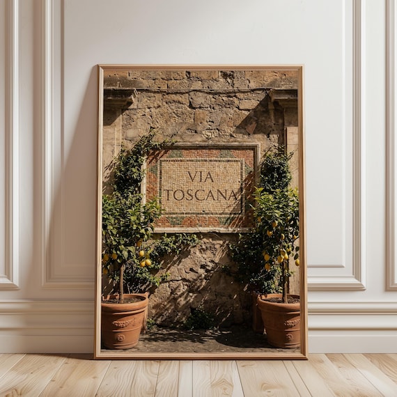 Via Toscana Wall Art – Tuscan Street Mosaic with Lemon Trees (Digital Download)