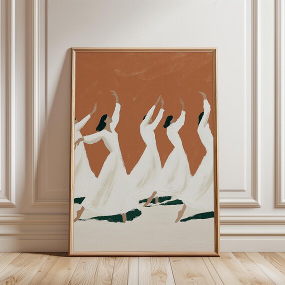 Elegant Ballet Dancers in Motion, Modern Abstract Gouache Summer Print (Digital Download) 631