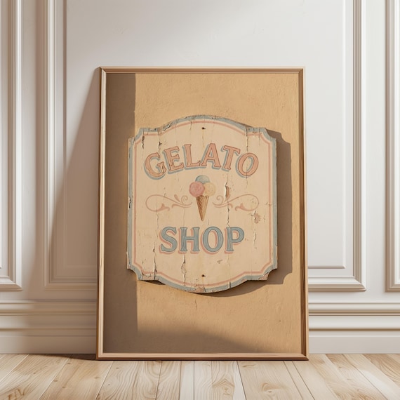 Italian Gelato Shop Sign Art, Amalfi Coast Vintage Decor (Digital Download) 165