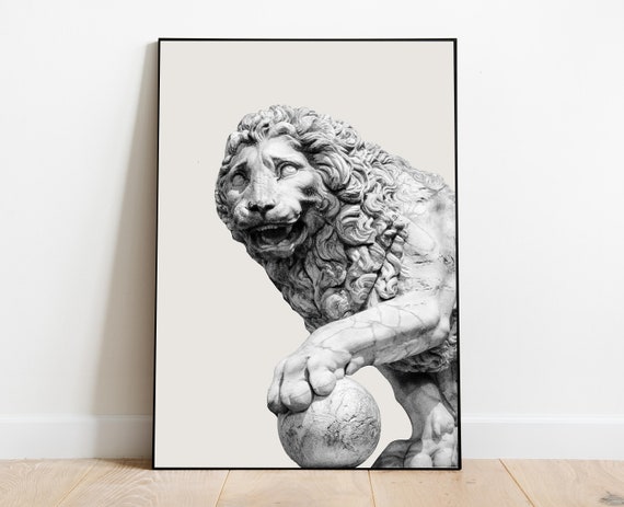 Medici lions statue, Roman statue, marble sculptures, Aesthetic room decor, Italian decor, Florence statue, Villa Medici, Roman sculpture.