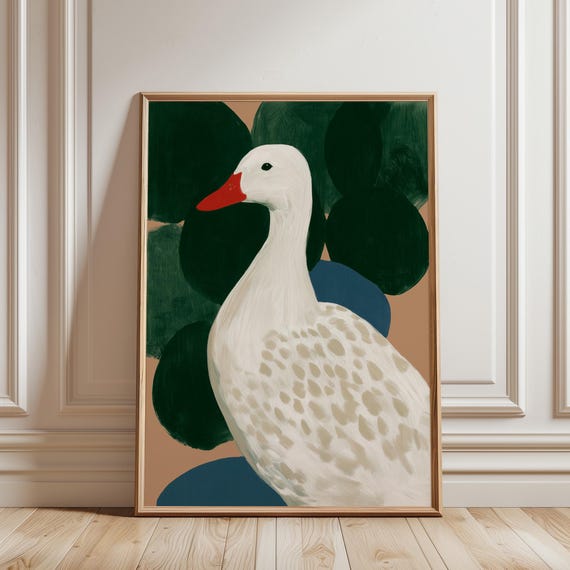 Duck Painting – Minimalist White Duck Wall Art (Digital Download)
