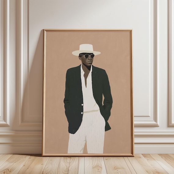 Congolese Sapeur Fashion Painting, Minimalist Summer Decor Wall Art (Digital Download) 663