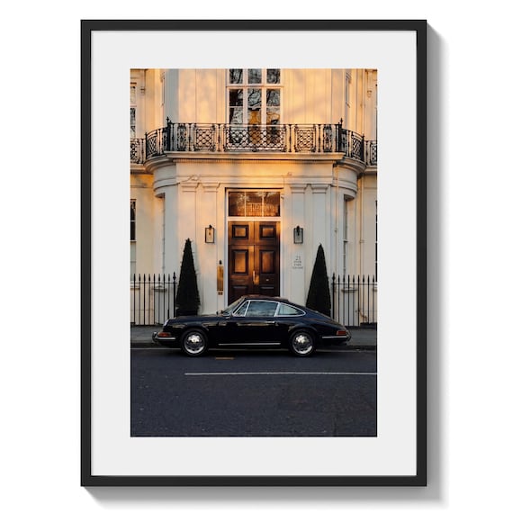 Black Porsche 911, London Luxury Wall Art, Hyde Park Townhouse Poster Printable (Instant Download)