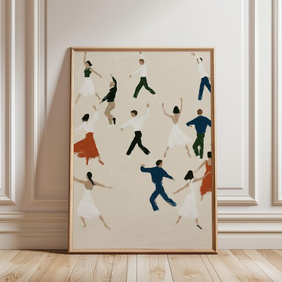 Mid-Century Ballet Dancer Art, Modern Summer Decor Gouache Painting (Digital Download) 646