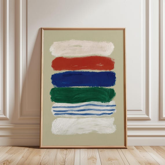 Mid-Century Modern Vertical Brushstroke Abstract Art (Digital Download) 534