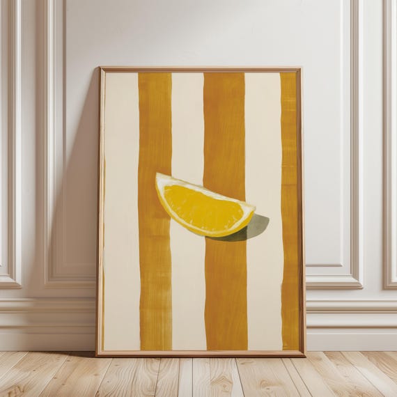 Bright Yellow Lemon Wedge Art Print, Kitchen Decor with Retro Vibes (Digital Download) 567