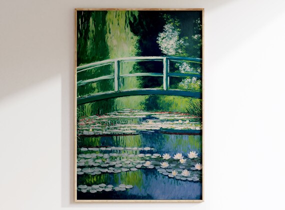 Claude Monet Printable, Water Lilies and a bridge, Monet Print, Printable art,  Vintage French Home Decor, Floral Print, Floral Decor.