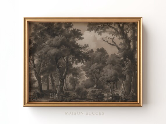 Vintage Oak Tree Print | Moody Woodland Art (Digital Download)