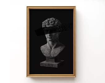 David Bust Wall Art | Minimalist Greek Statue Print (Digital Download)