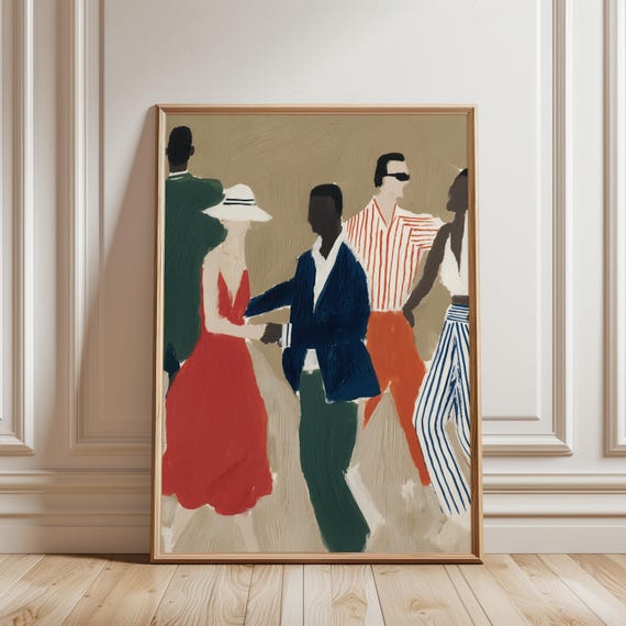 Retro Dance Party Print, Mid-Century Modern Chic Wall Art (Digital Download) 296