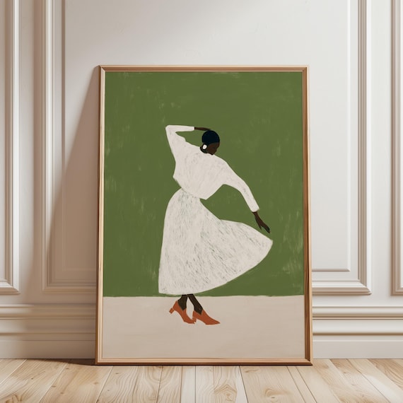 Black Woman Wall Art Print, Afrocentric Figure Art, Living Room Decor (Digital Download)