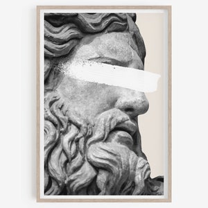 Zeus Statue Print, Rome statue, Printable, Digital download, Greek mythology art, Bust statue, Aesthetic Room Decor, Marble Sculpture, A4