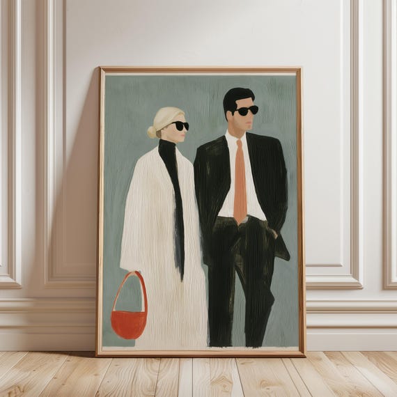 Retro Chic Portrait of Carolyn Bessette and John F. Kennedy Jr (Digital Download) 395