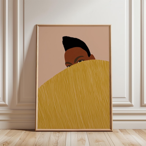 Abstract Woman Portrait Digital Download, Mustard Yellow Art, Modern Minimalist Print (Digital Download) 531