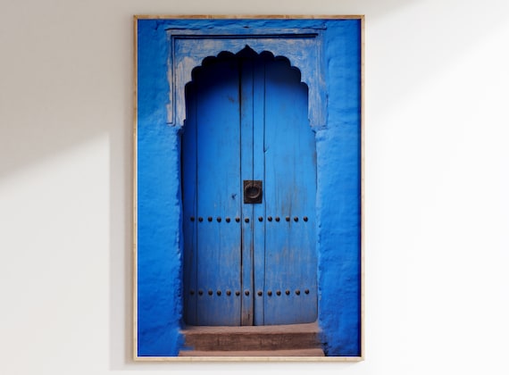 Mystical Marrakech: Indigo Blue Moroccan Door - Mediterranean Printable Wall Art