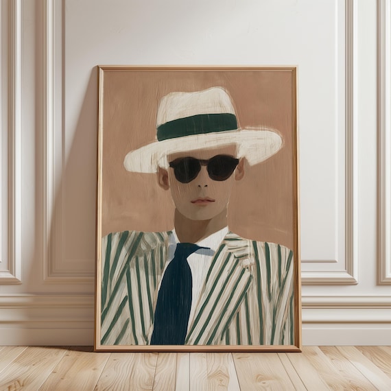 Retro Gentleman Portrait, Stylish Mid-Century Chic Fashion Illustration (Digital Download) 225