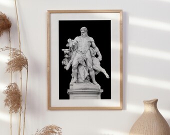 ヘラクレスとケルベロスの版画 – ギリシャ神話の彫刻（デジタル