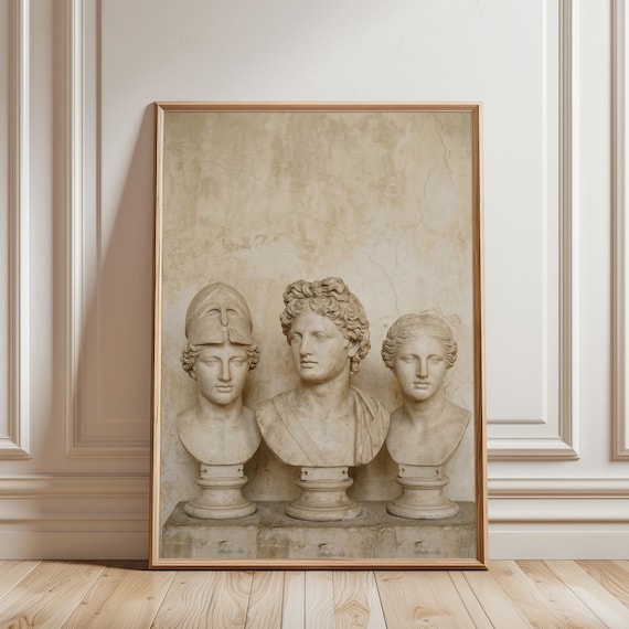 Greek Statue Wall Art Print, Classical Bust Sculpture, Neutral Gallery Decor (Digital Download)