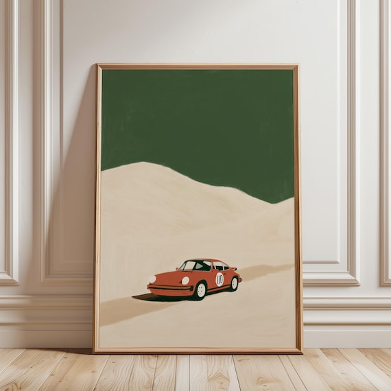 Porsche 911 Wall Art Print, Vintage Racing Decor, Office Art (Instant Download)