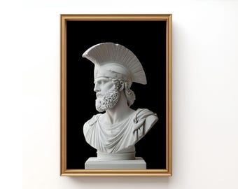König Leonidas Büste Druck, Spartanischer Krieger, Klassische Skulptur (Digitaler Download)