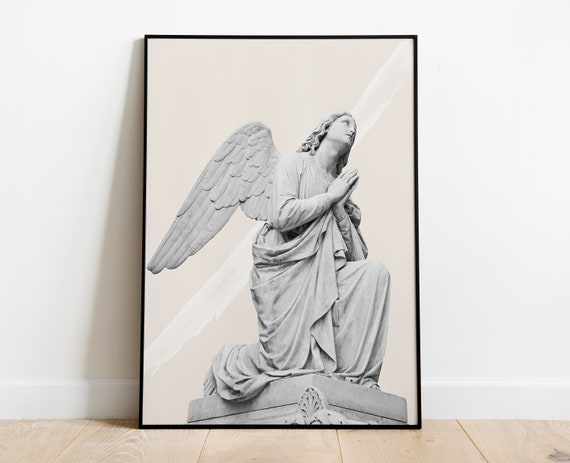 Angel Statue Print, angel aesthetic, Angel decor, Digital download, ancient statue, Bust statue, Aesthetic Room Decor, Marble Sculpture