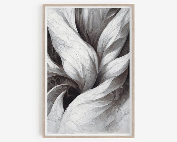 Black and white abstract art, Texture Art Print, Neutral Art Print, Grey tones, Realistic Art, Aesthetic room decor. Brush Stroke Wall Art.