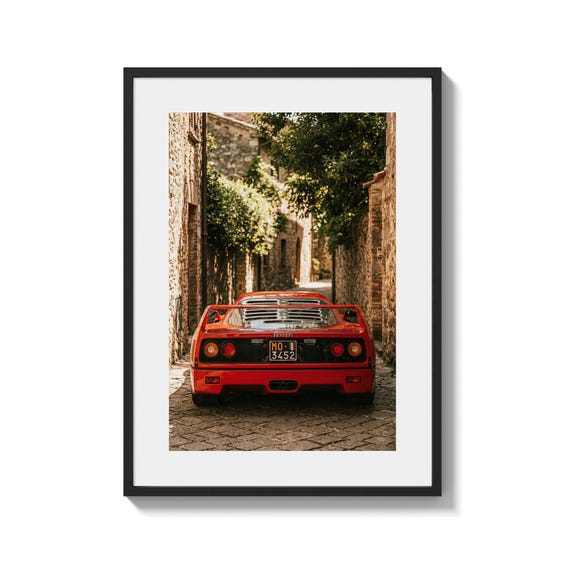 Supercar Wall Art Ferrari F40 Digital Poster: Rustic Italian Alley Photo, Instant Download, High-Res Vertical Art for Office or Studio