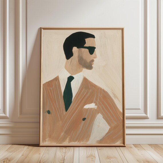 Sprezzatura Fashion Portrait with Vintage-Inspired Suit Illustration (Digital Download) 224