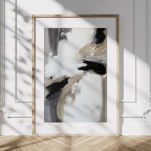 Neutral Wall Art Printable , Grey Beige White, Oil painting, Abstract painting , Neutral Art Print, Aesthetic room decor, palette knife.