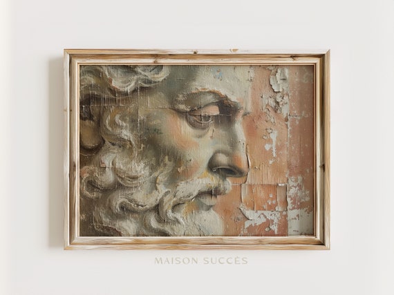 Zeus Statue Vintage Oil Painting, God statue, Print Zeus, Digital download, Greek mythology art, Aesthetic Room Decor, Ancient art.