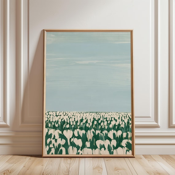 Gouache Tulip Field Painting, Cottagecore Farmhouse Wall Art (Digital Download) 464