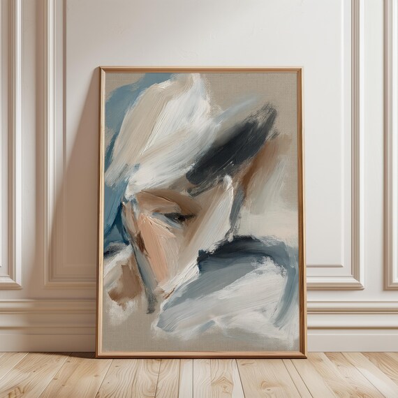 Gestural Abstract Painting, Modern Neutral Canvas Art with Textured Brushstrokes (Digital Download) 553