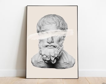 Epicurus Statue Print, Greek Philosopher Bust, Rome Sculpture (Digital Download)