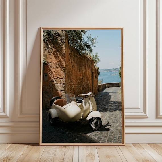 Mediterranean Scooter Print, Italian Amalfi Coast Rustic Charm Photo Art (Digital Download) 208