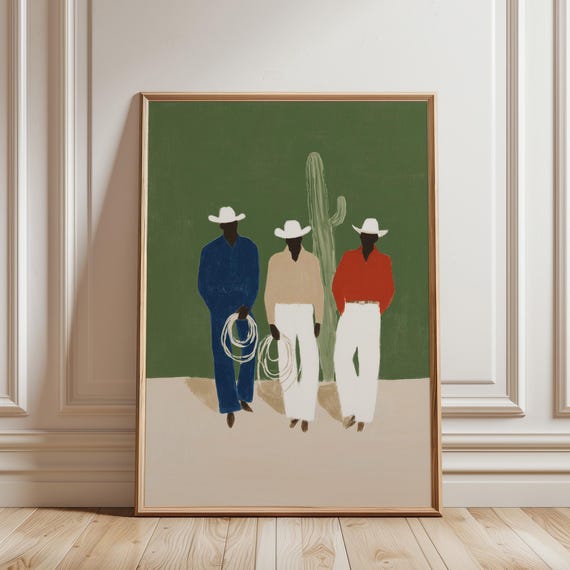Western Cowboy Print, Afrocentric Wall Art, Afrobohemian Decor (Digital Download)