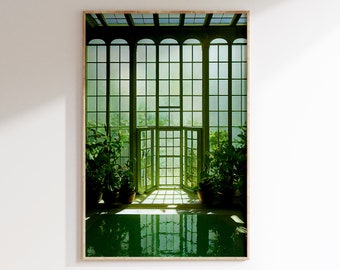 Victorian Greenhouse Art Print, Botanical Oil Painting (Digital Download)