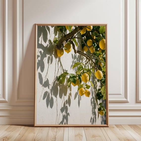 Italian Lemon Tree Branch Art, Bright Mediterranean Summer Style (Digital Download) 198